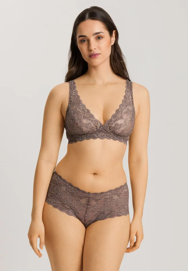 Lace Soft Cup Bra Stonewash Women HANRO Wireless Bras