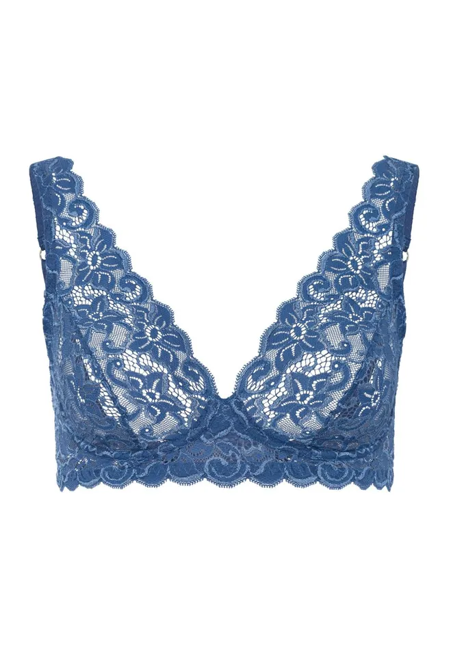 Lace Soft Cup Bra True Navy Women HANRO Wireless Bras