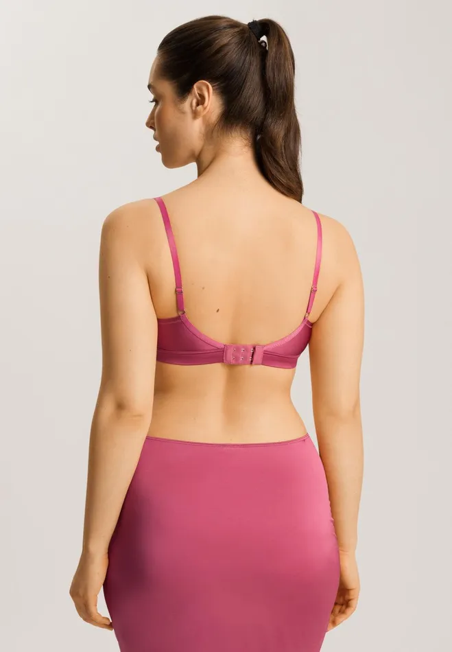 Lace Trim Soft Cup Bra Rose Wine Women HANRO Wireless Bras