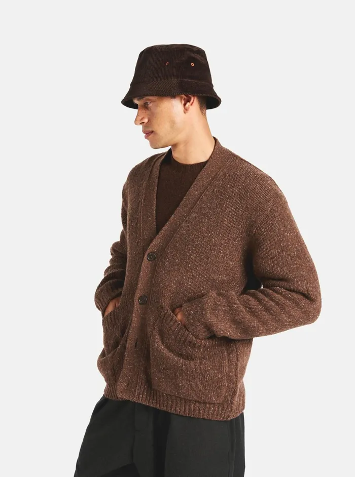 Langdale Cardigan In Brown Tweed Knit Men Universal Works Cardigans