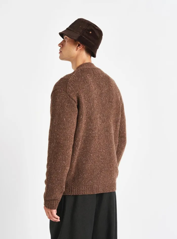 Langdale Cardigan In Brown Tweed Knit Men Universal Works Cardigans