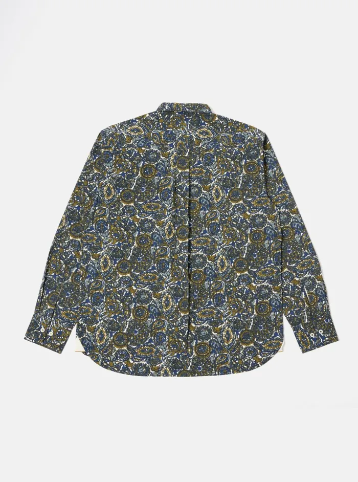 Lazy Day Shirt In Navy Artist Print Cotton Men Universal Works Shirts
