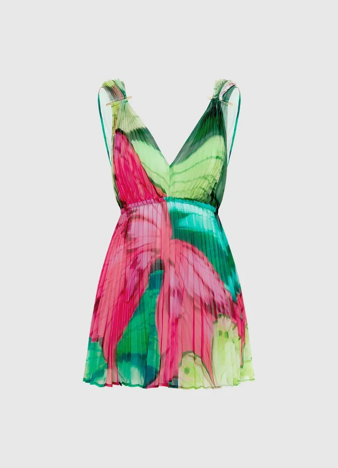 LEO LIN Eliana Mini Dress 8211 Papillon Print in Green Women Dresses and Jumpsuits