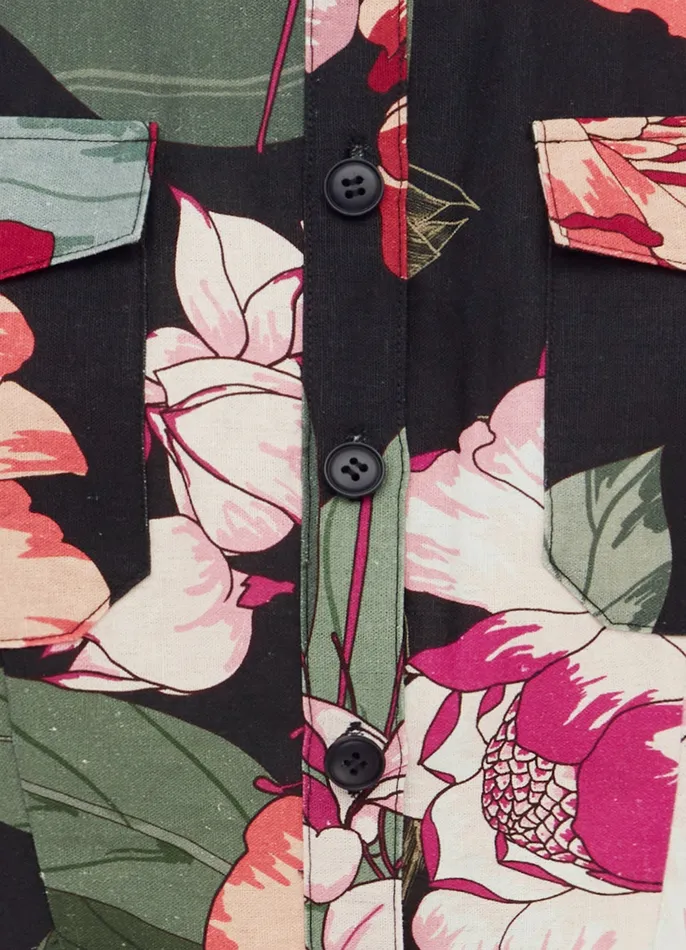 LEO LIN Kalle Pocket Shirt Top 8211 Lush Print in Black Women Tops and Shirts