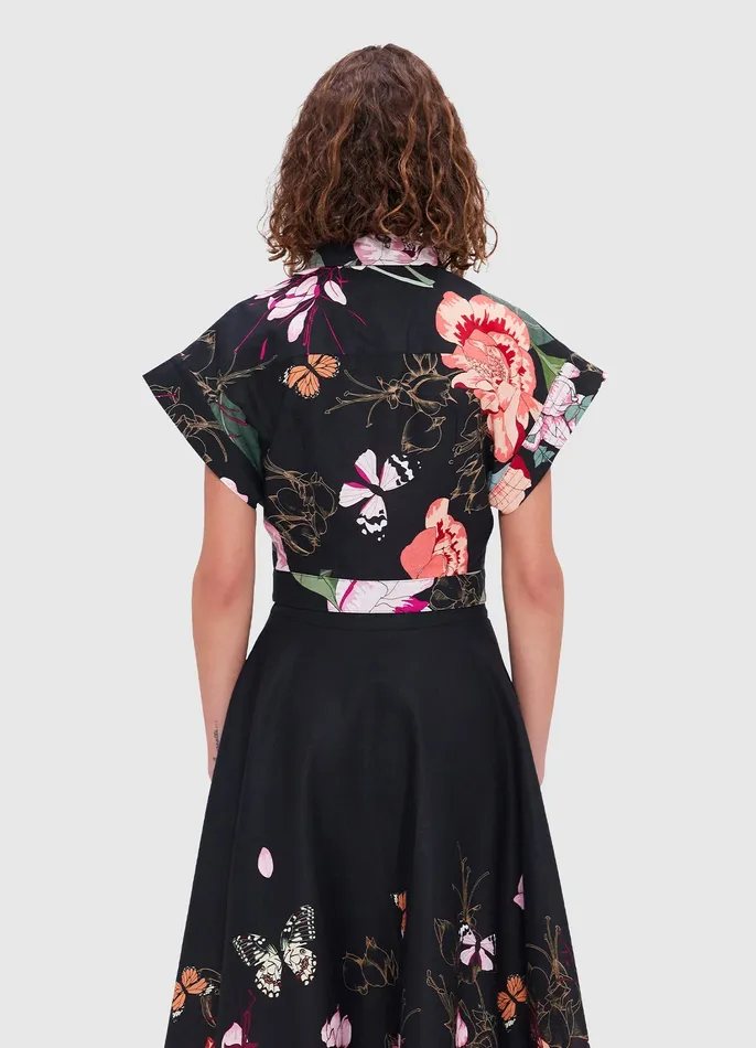 LEO LIN Kalle Pocket Shirt Top 8211 Lush Print in Black Women Tops and Shirts