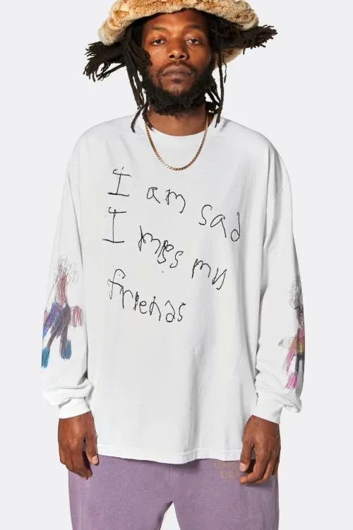 Long Sleeve Men Gallery Dept I039M SAD LS TEE White