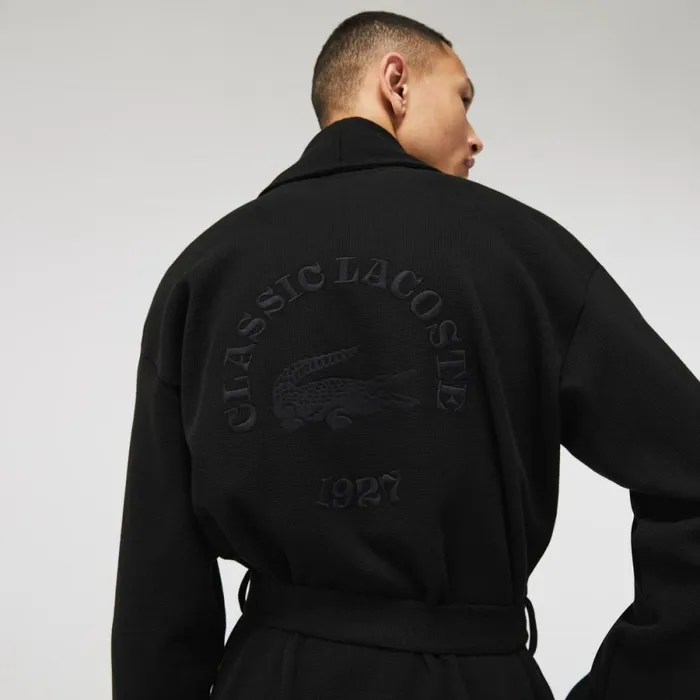Loungewear and Pajamas Men Lacoste Mens Loose Fit Long Textured Cotton Knit Bathrobe Black 031