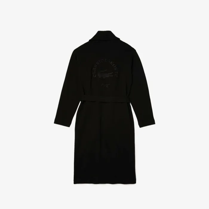 Loungewear and Pajamas Men Lacoste Mens Loose Fit Long Textured Cotton Knit Bathrobe Black 031