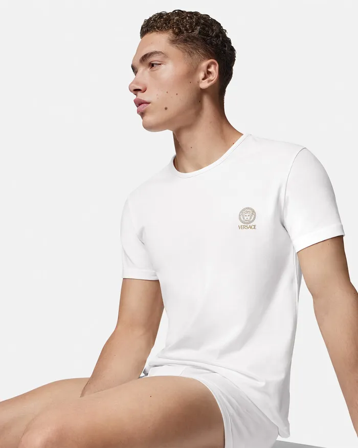 Loungewear and Pajamas Men Versace Medusa Undershirt 2Pack Blackwhite