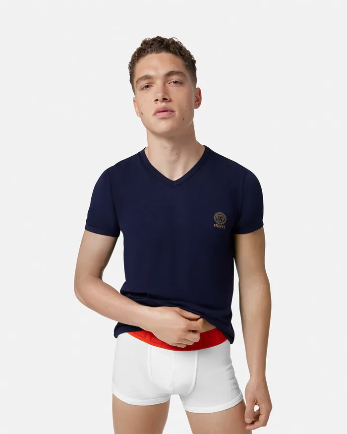 Loungewear and Pajamas Men Versace Medusa Undershirt Blue