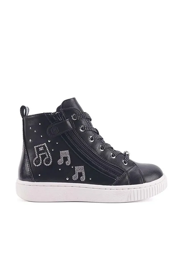 Lumberjack Shoes Girls HIGH CUT LACE SNEAKER BLACK Girl Basic Casual Top Boots Black