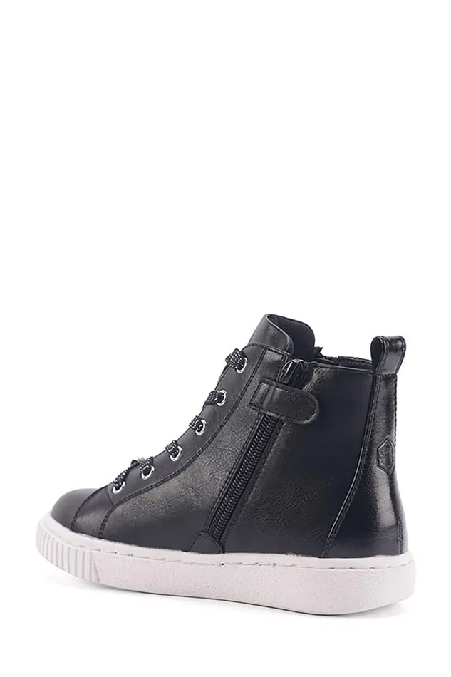 Lumberjack Shoes Girls HIGH CUT LACE SNEAKER BLACK Girl Basic Casual Top Boots Black