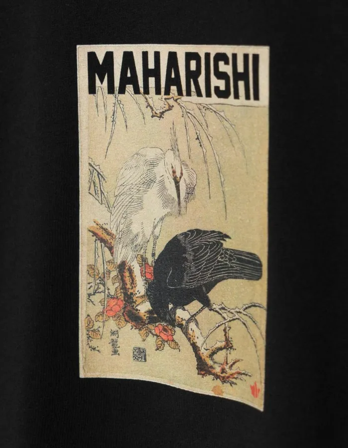 Maharishi Short Sleeve TShirts 1493 Black Crow White Heron TShirt Black 8211 Men