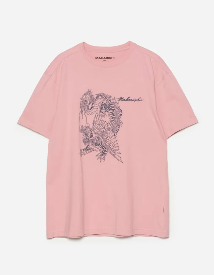 Maharishi Short Sleeve TShirts 6099 Tiger Dragon TShirt Pink 8211 Men