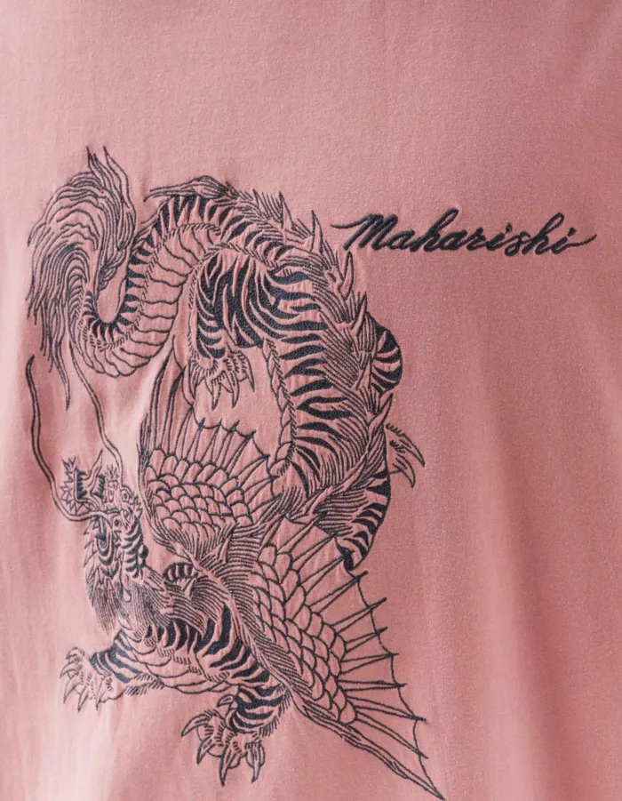 Maharishi Short Sleeve TShirts 6099 Tiger Dragon TShirt Pink 8211 Men