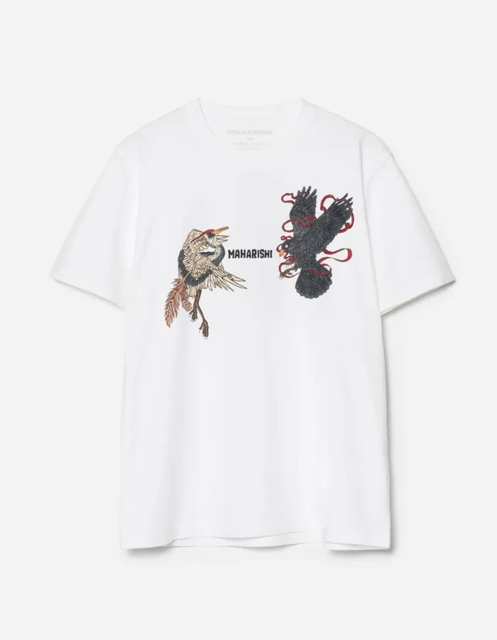 Maharishi Short Sleeve TShirts 6104 Black Crow White Heron TShirt White 8211 Men Maharishi Short Sleeve TShirts 6104 Black Crow White Heron TShirt White 8211 Men