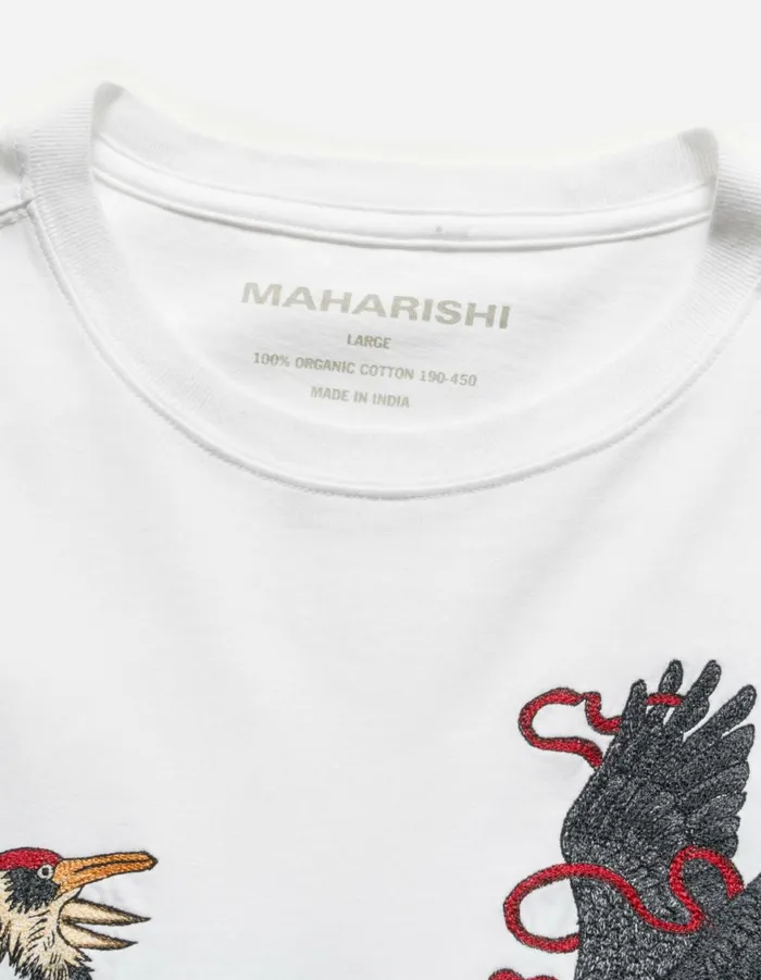 Maharishi Short Sleeve TShirts 6104 Black Crow White Heron TShirt White 8211 Men