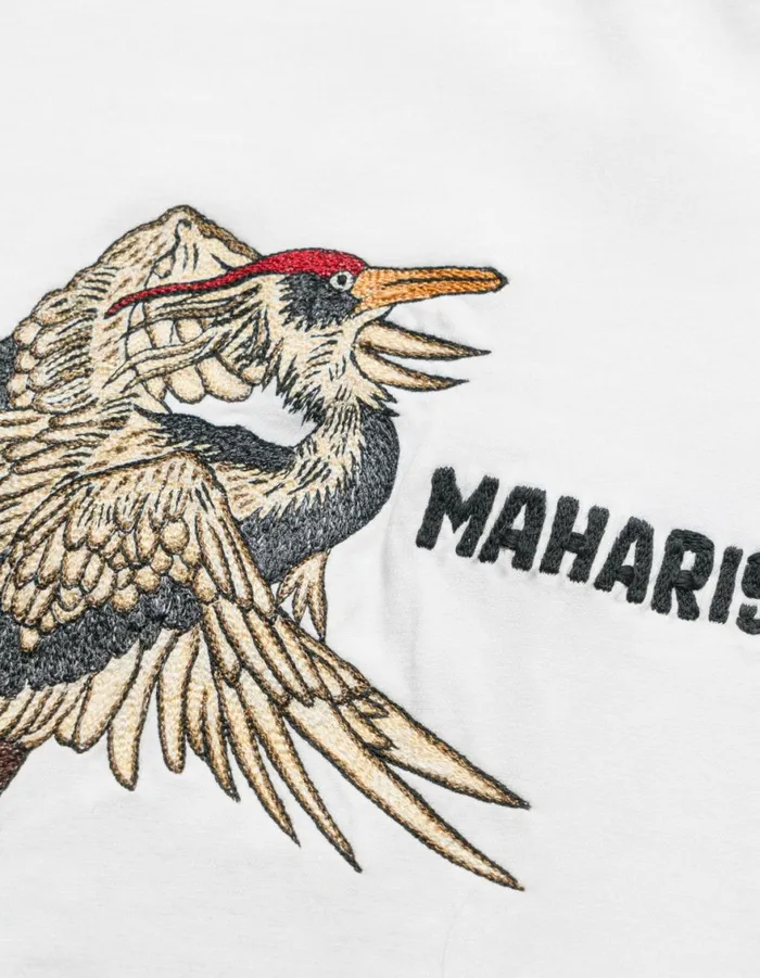Maharishi Short Sleeve TShirts 6104 Black Crow White Heron TShirt White 8211 Men