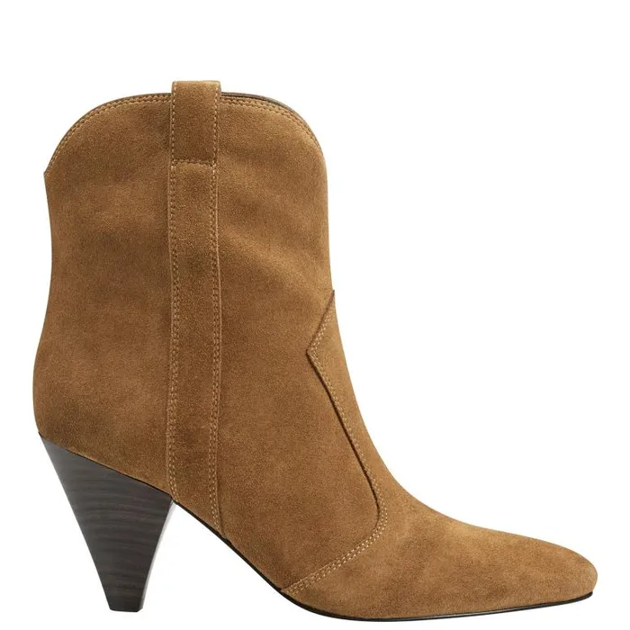 Marc Fisher Booties Women Carissa Heeled Western Bootie Cognac Suede
