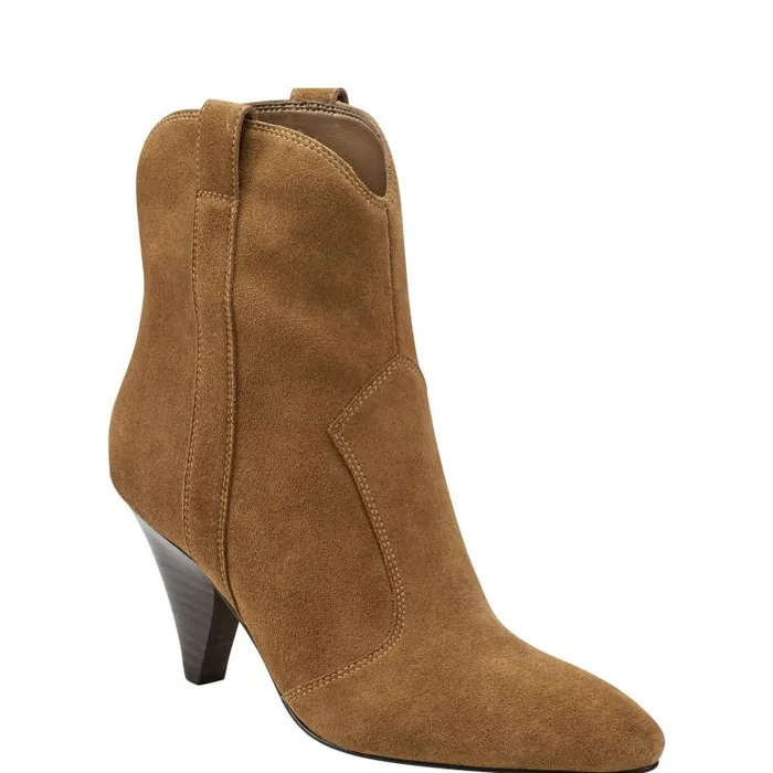 Marc Fisher Booties Women Carissa Heeled Western Bootie Cognac Suede