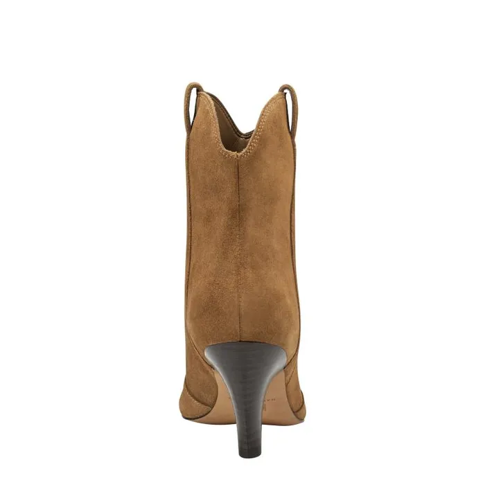 Marc Fisher Booties Women Carissa Heeled Western Bootie Cognac Suede