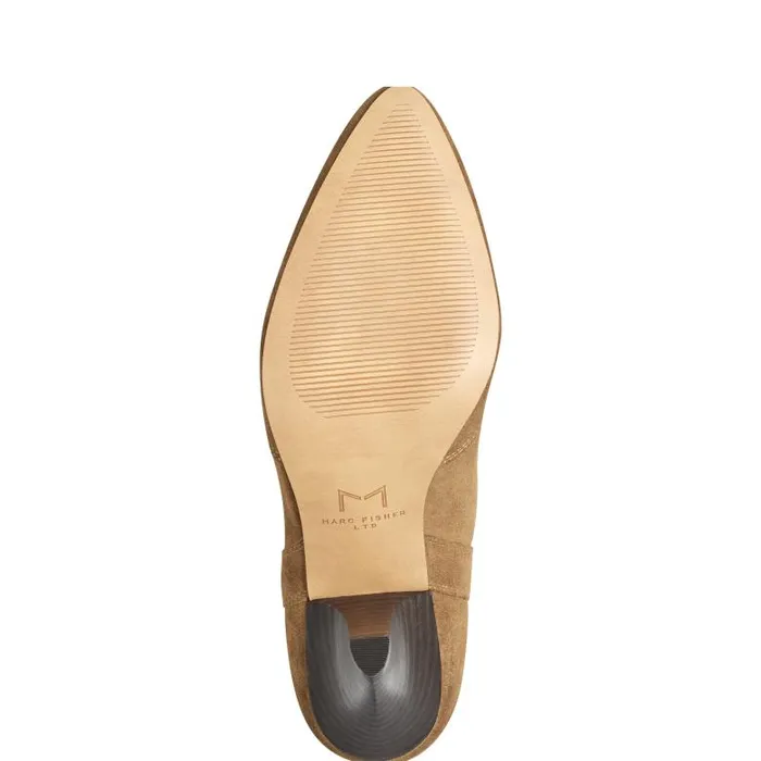 Marc Fisher Booties Women Carissa Heeled Western Bootie Cognac Suede