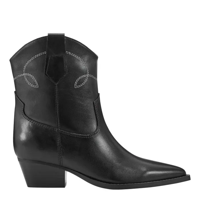 Marc Fisher Booties Women Nonie Western Ankle Bootie Black Leather