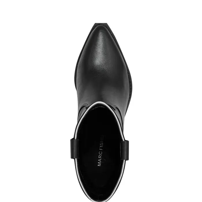 Marc Fisher Booties Women Nonie Western Ankle Bootie Black Leather