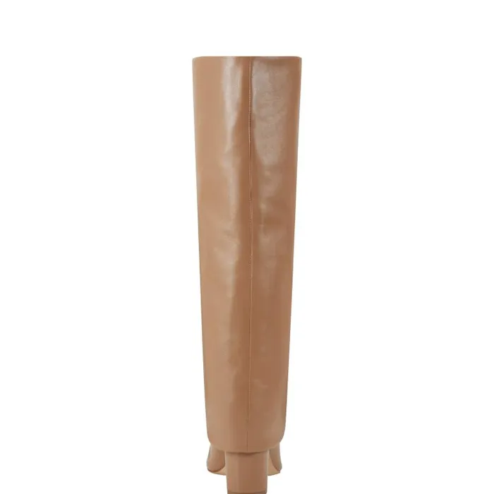 Marc Fisher Boots and Booties Women Leina Block Heel Pointy Toe Dress Boot Tan