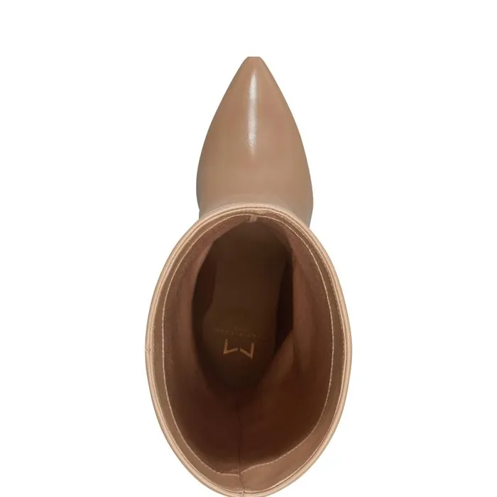 Marc Fisher Boots and Booties Women Leina Block Heel Pointy Toe Dress Boot Tan