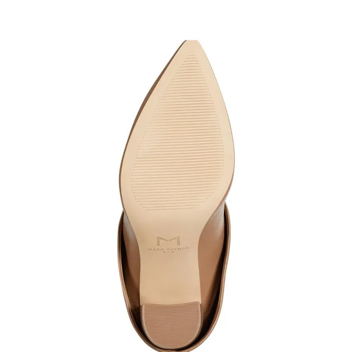 Marc Fisher Boots and Booties Women Leina Block Heel Pointy Toe Dress Boot Tan