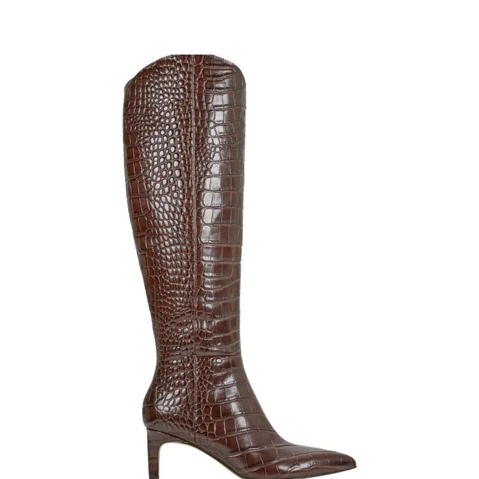 Marc Fisher Boots and Booties Women Quinnie Dress Boot Brown Croco