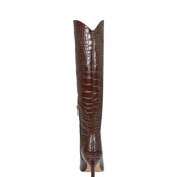 Marc Fisher Boots and Booties Women Quinnie Dress Boot Brown Croco