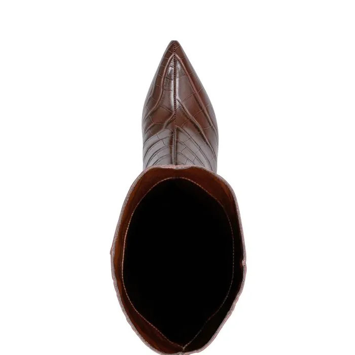 Marc Fisher Boots and Booties Women Quinnie Dress Boot Brown Croco