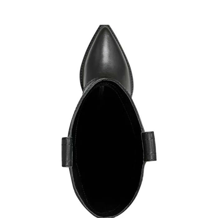 Marc Fisher Boots Women Harlo Foldover Western Boot Black Leather