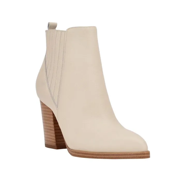 Marc Fisher Casual Boots Women Alva Pointy Toe Bootie Chic Cream Leather