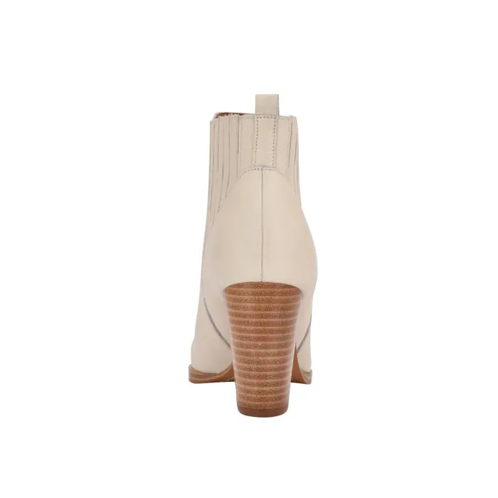 Marc Fisher Casual Boots Women Alva Pointy Toe Bootie Chic Cream Leather
