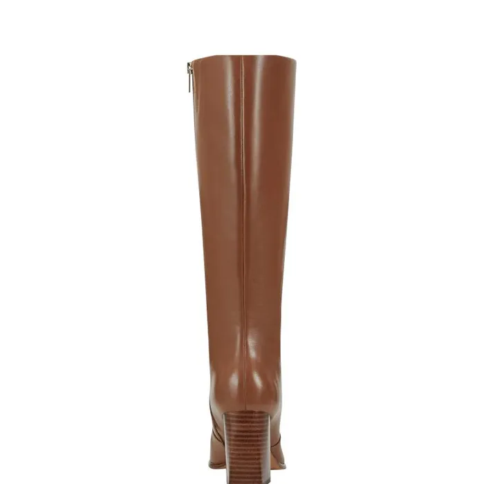 Marc Fisher Dress Boots Women Dreeam Block Heeled Boot Tan Leather