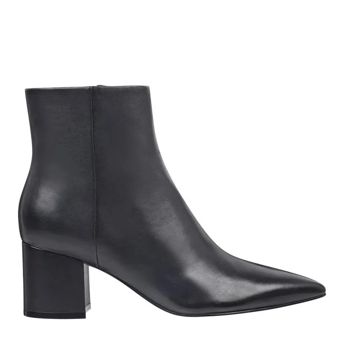 Marc Fisher Dress Boots Women Jarli Pointy Ankle Bootie Black Leather