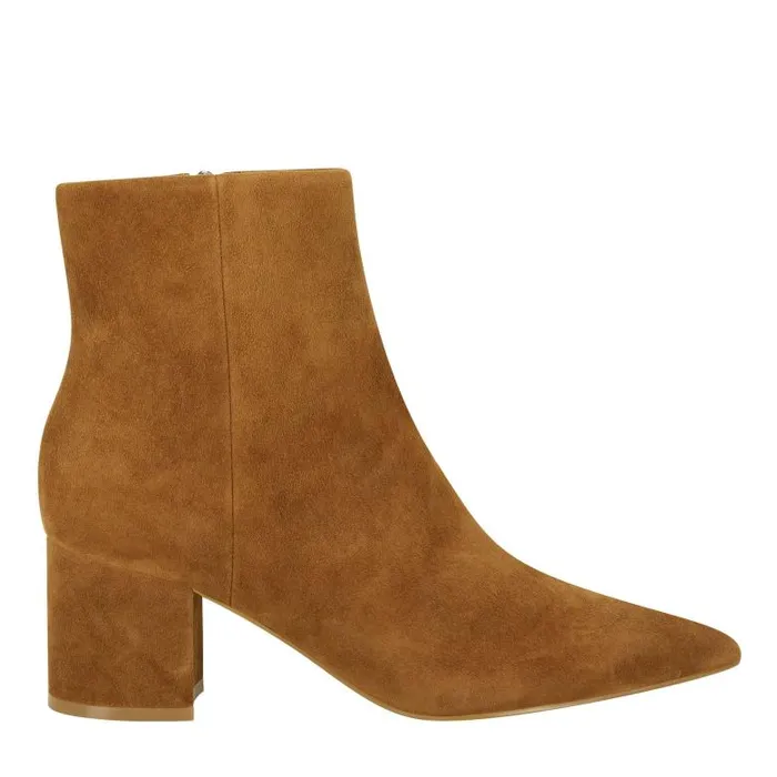 Marc Fisher Dress Boots Women Jarli Pointy Ankle Bootie Brown Suede
