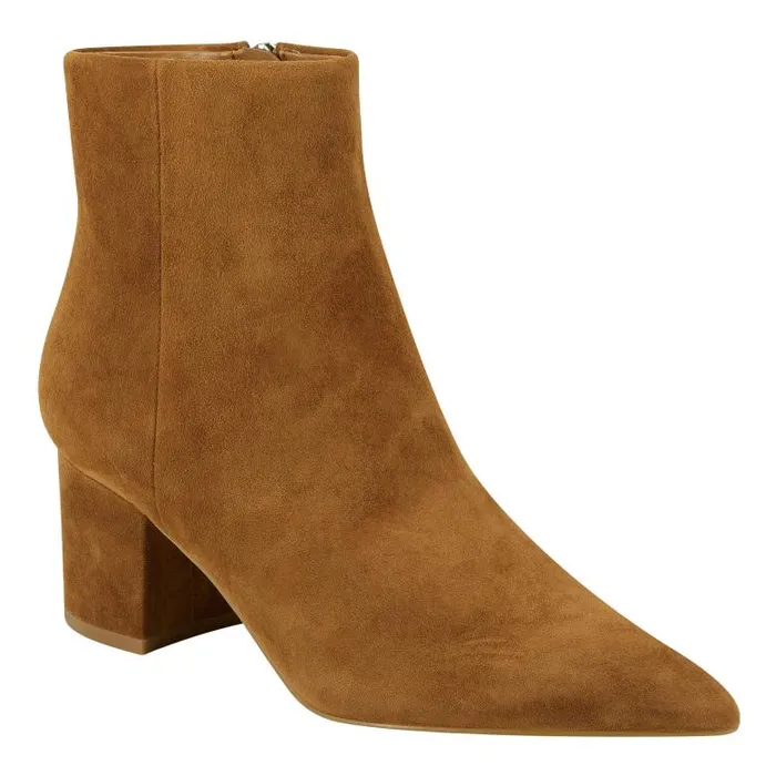 Marc Fisher Dress Boots Women Jarli Pointy Ankle Bootie Brown Suede