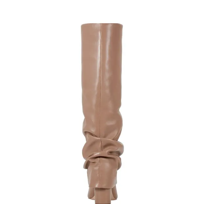 Marc Fisher Dress Boots Women Lalita Foldover Dress Boot Light Natural Leather