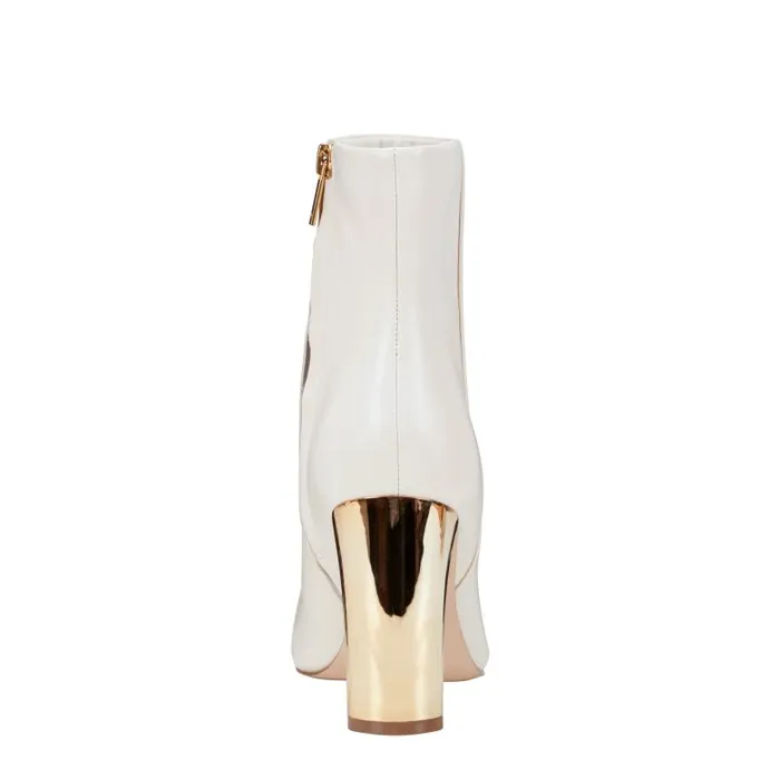 Marc Fisher Dress Boots Women Talyna Dress Bootie Chic Cream Leather