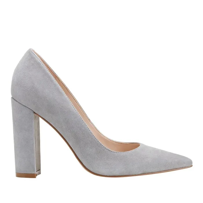 Marc Fisher Heels and Pumps Women Abilene Block Heel Pointy Toe Pump Light Grey Suede Marc Fisher Heels and Pumps Women Abilene Block Heel Pointy Toe Pump Light Grey Suede