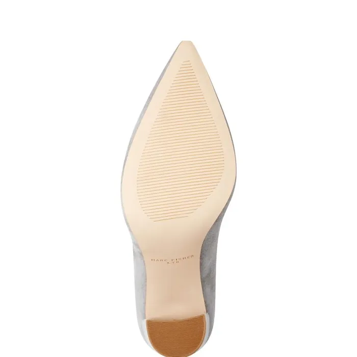 Marc Fisher Heels and Pumps Women Abilene Block Heel Pointy Toe Pump Light Grey Suede