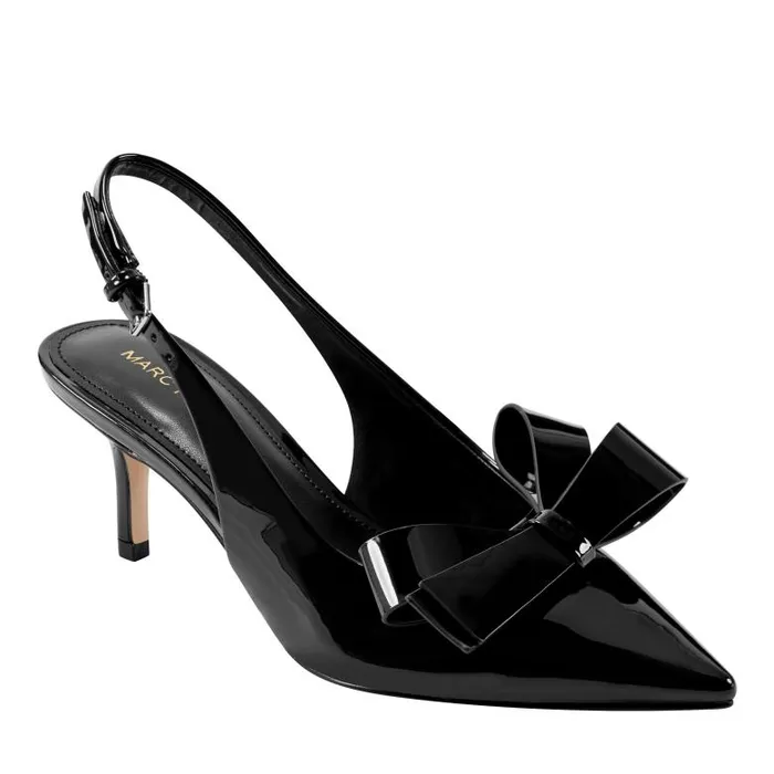 Marc Fisher Heels and Pumps Women Allon Bow Slingback Pump Black Patent
