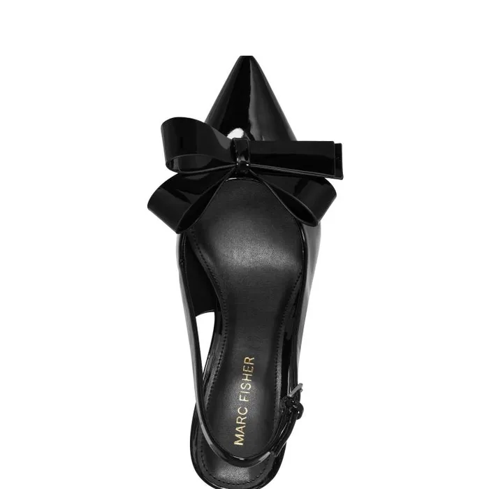 Marc Fisher Heels and Pumps Women Allon Bow Slingback Pump Black Patent
