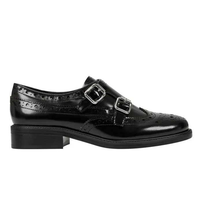 Marc Fisher Loafers and Flats Women Parker Monkstrap Oxford Black Leather
