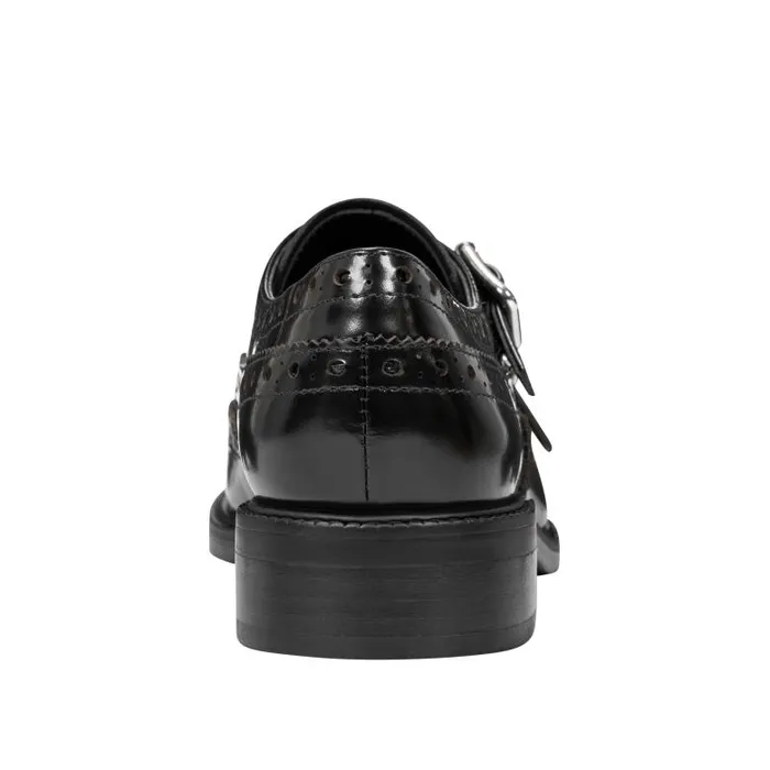 Marc Fisher Loafers and Flats Women Parker Monkstrap Oxford Black Leather