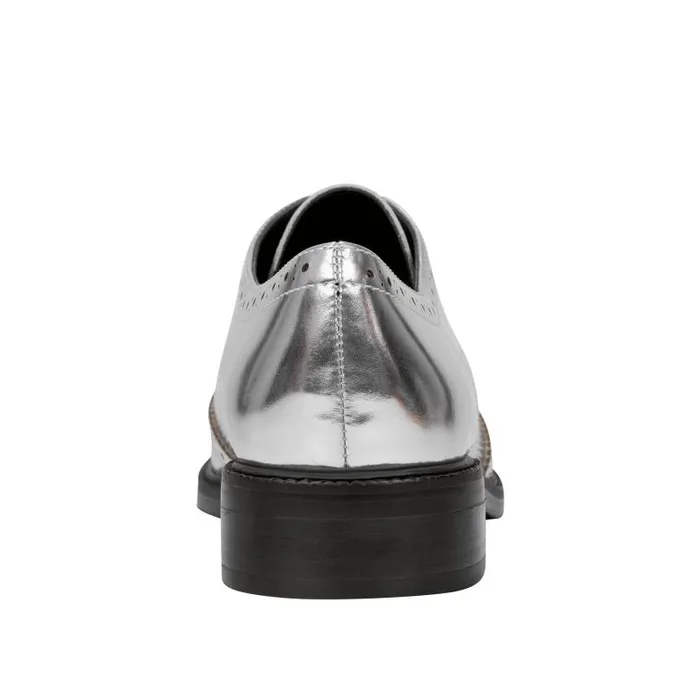Marc Fisher Loafers and Flats Women Perrie LaceUp Oxford Silver Leather